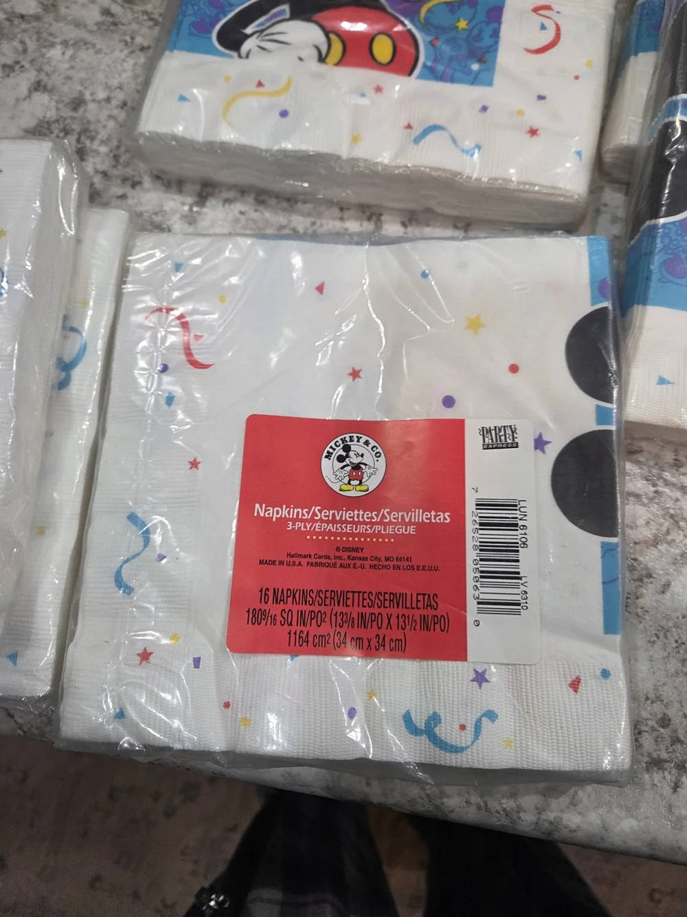 S/6 Vintage Hallmark Disney Mickey Happy Birthday Napkins 16ct Packages Sealed